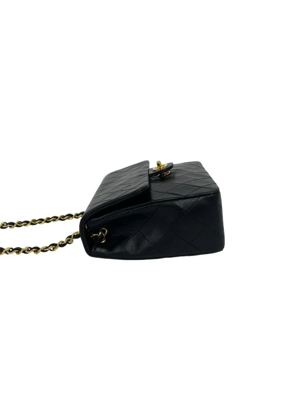 Chanel Quilted CC Logo Lambskin Leather Chain Shoulder Bag Black